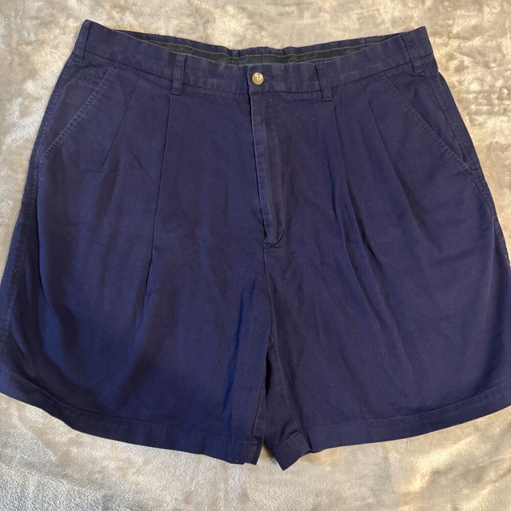 Vintage Eddie Bauer Men’s 40" Waist EBTEK Blue Cotton Shorts Pockets Pleats